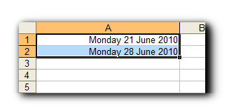 Select two dates in Excel - Use Auto Fill with Dates