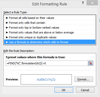 Conditional Formatting using a Formula