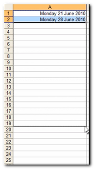 Drag the Auto Fill handle for the dates you selected - Use Auto Fill with Dates