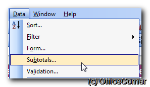 Subtotals command in the Data menu - Super easy subtotals in a Microsoft Excel database