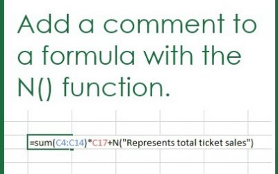 Comment Excel formulas with the N() function